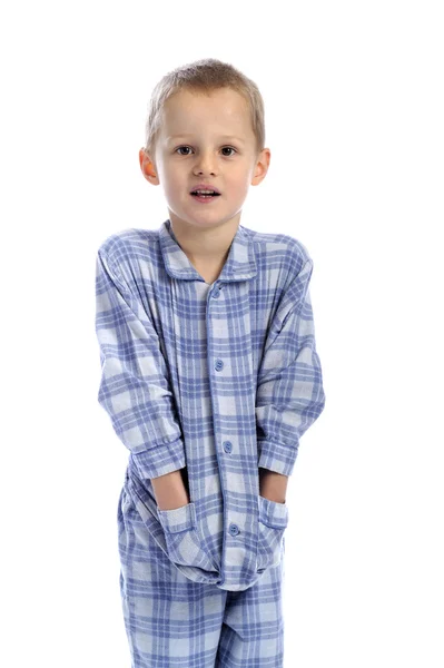 在 pijamas 中的小男孩 图库照片