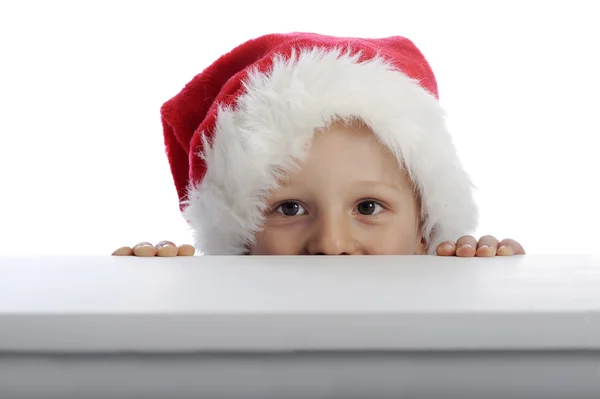 Mały chłopiec z Boże Narodzenie kapelusz — Zdjęcie stockowe