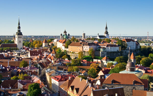Aerial view to Toompea, upper city of Tallinn, Estonia