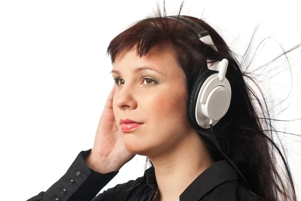 Nő fülhallgatóval — Stock Fotó