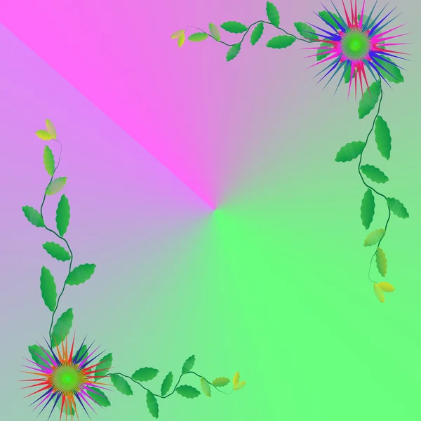 Renkli arka plan üzerinde çerçeve çiçek — Stok fotoğraf