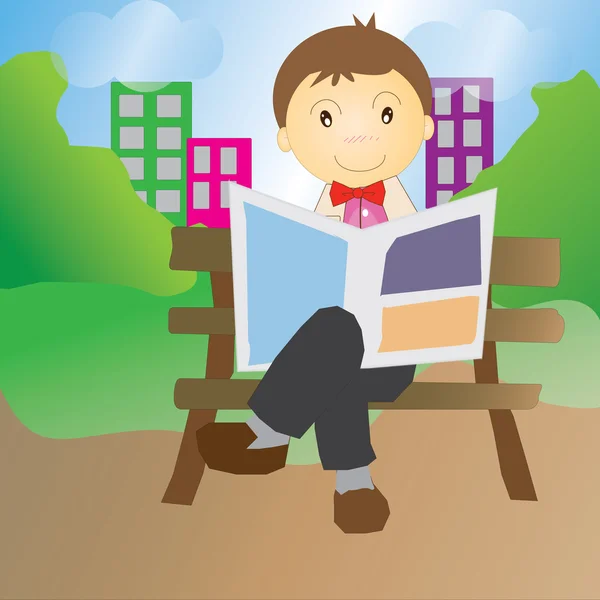 Der Geschäftsmann liest Nachrichten im Park — Stockfoto