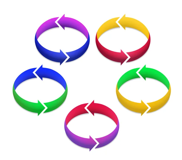Flechas 3D coloridas em círculos — Fotografia de Stock