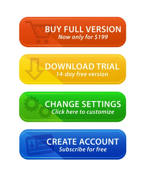Botões coloridos da web com ícones — Fotografia de Stock