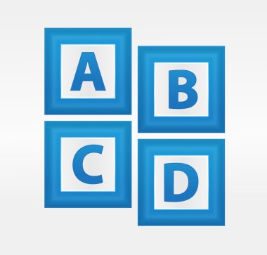  Alphabet Letters in Blue Boxes