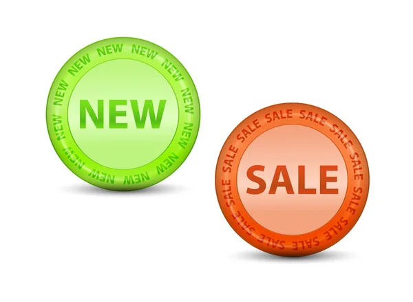 Green and Orange Labels with Tags Sale and New — Stock Photo, Image