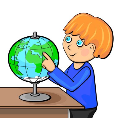 Boy with globe clipart