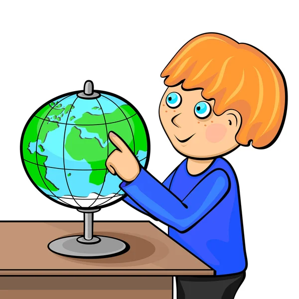 Garçon avec globe — Image vectorielle