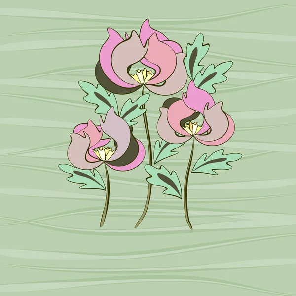 Carte rétro avec fleurs — Image vectorielle