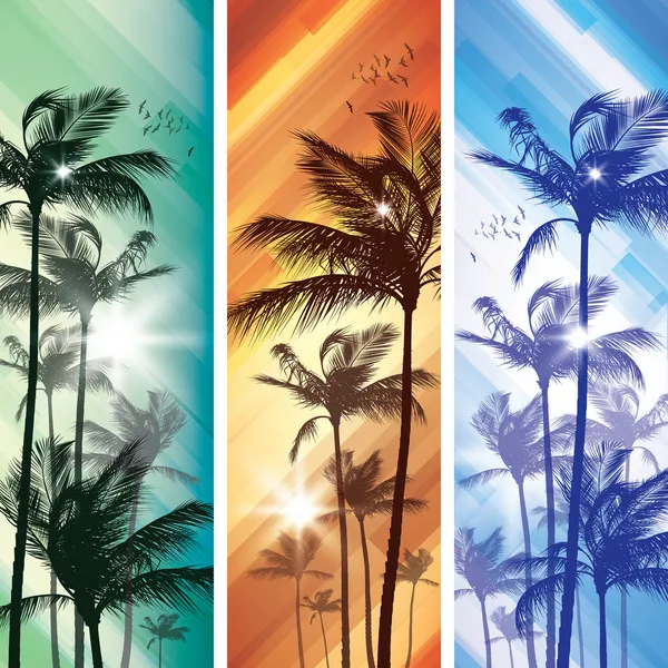 Gün batımında palmiye ağaçları — Stok Vektör