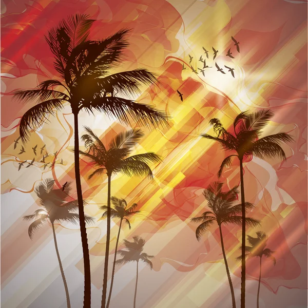 Palm trees at sunset — Stock Vector