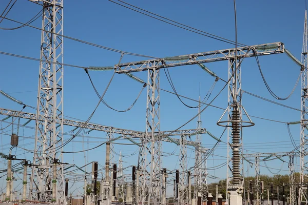 Stock image Part of high-voltage substation with switches and disconnectors