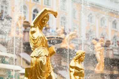 Grand Cascade Fountains At Peterhof Palace, St. Petersburg, Russia. clipart