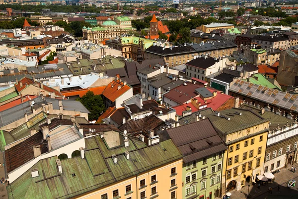 Вид с высоты птичьего полета на старый город Краков, Польша . — стоковое фото