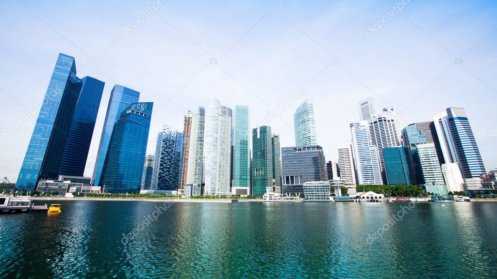 Wide Panorama of Downtown Skyline Singapore