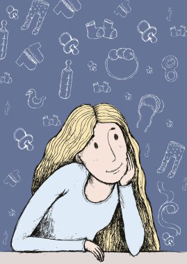 The girl, who dreams of a child clipart